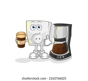 la toma eléctrica de la ilustración de café. vector de caracteres