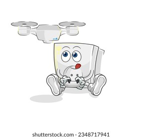 the electric socket with drone character. cartoon mascot vector