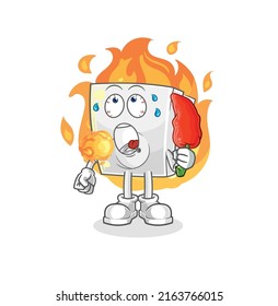 the electric socket eat hot chilie mascot. cartoon vector