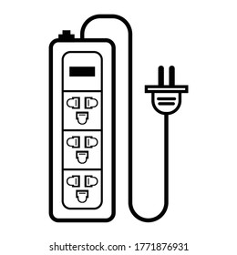 Electric socket or extension power strip, plug or extension cord, Set of Three sockets