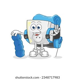 the electric socket go camping mascot. cartoon vector