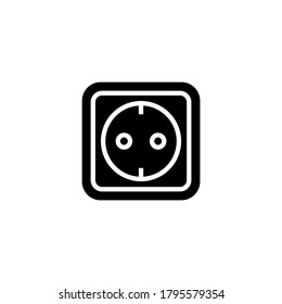 electric socket Icon in black flat glyph, filled style isolated on white background