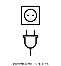 electric socket icon. line style icon          black vector symbol of  plug 