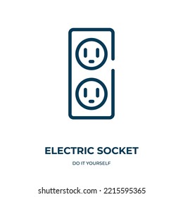 Electric Socket Icon. Linear Vector Illustration From Do It Yourself Collection. Outline Electric Socket Icon Vector. Thin Line Symbol For Use On Web And Mobile Apps, Logo, Print Media.