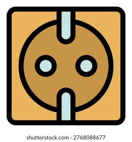 Electric socket icon. Outline electric socket vector icon color flat isolated