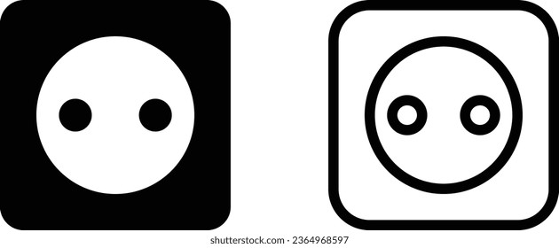 electric socket icon set in two styles . Power socket icon set vector