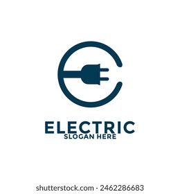 Electric Socket with letter EC or E Logo Vector, Creative Socket Energy Power Logo vector