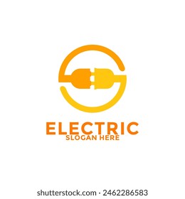 Electric Socket Logo Vector, Creative Thunderbolt with Socket Energy Power Logo vector