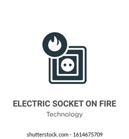Electric socket on fire glyph icon vector on white background. Flat vector electric socket on fire icon symbol sign from modern technology collection for mobile concept and web apps design.