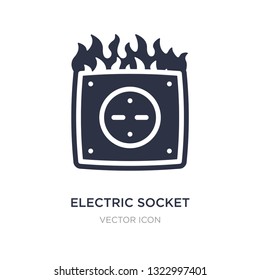 electric socket on fire icon on white background. Simple element illustration from Technology concept. electric socket on fire sign icon symbol design.