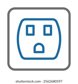 Electric Socket Outline Icon. Concept of Energy, Power, and Connection.