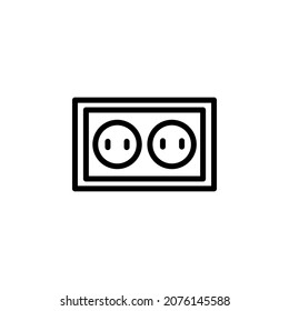 Electric Socket With Outline Icon Vector 