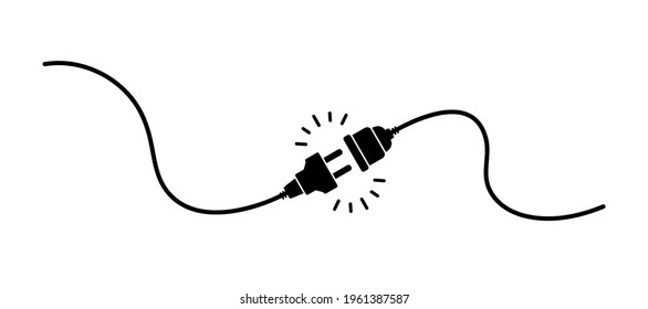 Electric socket with a plug. Electric Plug connect socket. Get connected or disconnect. Concept of web banner 404 error, disconnection, loss of connect, loss of connection. Vector illustration - Shutterstock ID 1961387587