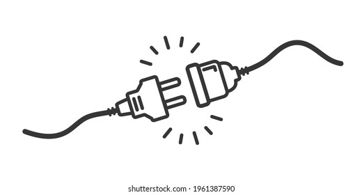 Electric socket with a plug. Electric Plug connect socket. Get connected or disconnect. Concept of web banner 404 error, disconnection, loss of connect, loss of connection. Vector illustration