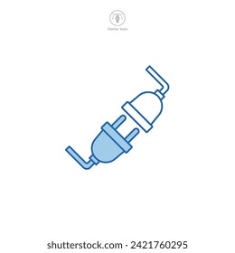 Electric socket with a plug. Connection and disconnection Icon symbol vector illustration isolated on white background