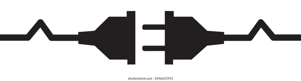 Toma de corriente eléctrica con enchufe. Concepto de conexión y desconexión Concepto de conexión de error 404. Enchufe eléctrico y enchufe de salida desenchufado. Alambre, cable de energía desconectar Ilustración vectorial. eps 10