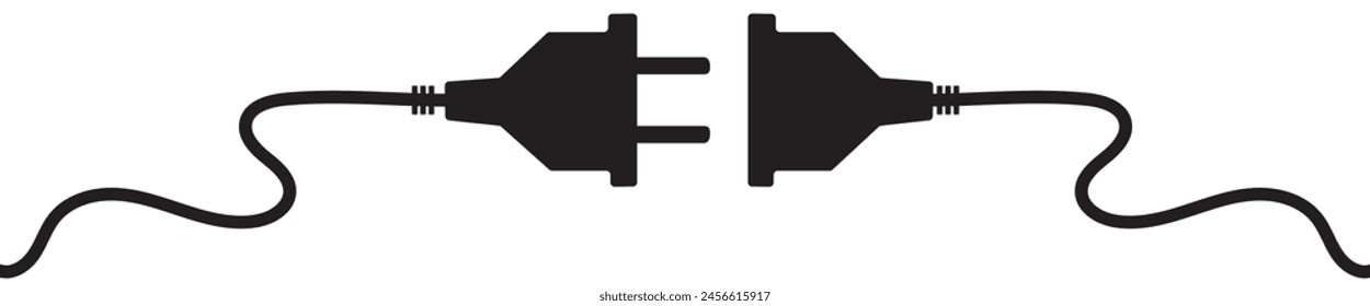 Electric socket with a plug. Connection and disconnection concept. Concept of 404 error connection.Electric plug and outlet socket unplugged.Wire,cable of energy disconnect vector illustration. eps 10