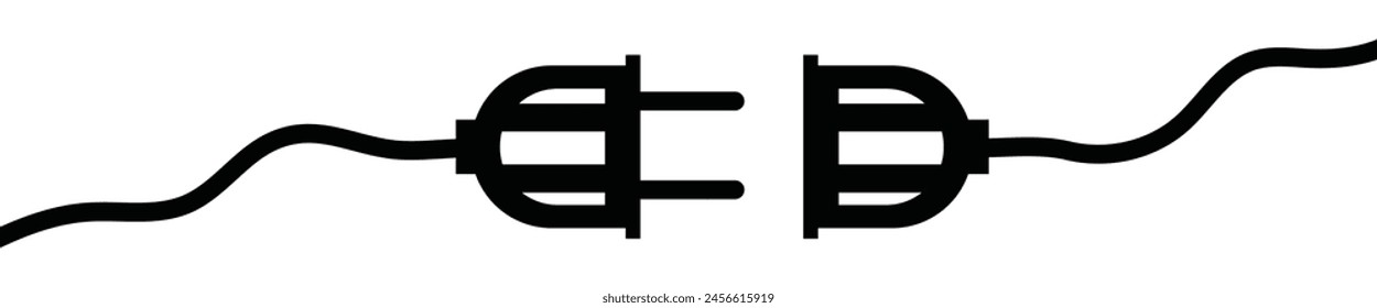 Electric socket with a plug. Connection and disconnection concept. Concept of 404 error connection.Electric plug and outlet socket unplugged.Wire,cable of energy disconnect vector illustration. eps 10