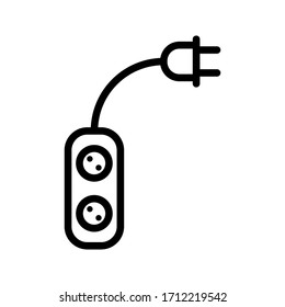 Electric socket with a plug icon on white background