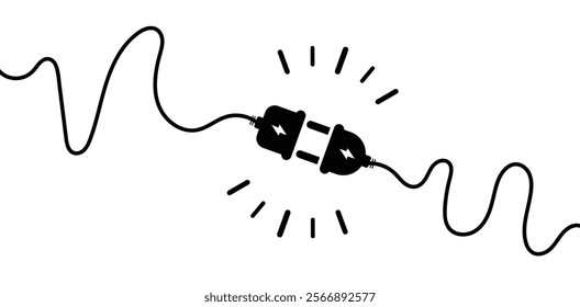 Electric socket with plug icon. Electric plug and outlet socket unplugged. cable of energy disconnect sign. symbol electric plug design