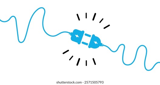 Electric socket with plug icon. Electric plug and outlet socket unplugged. cable of energy disconnect sign. symbol electric plug design