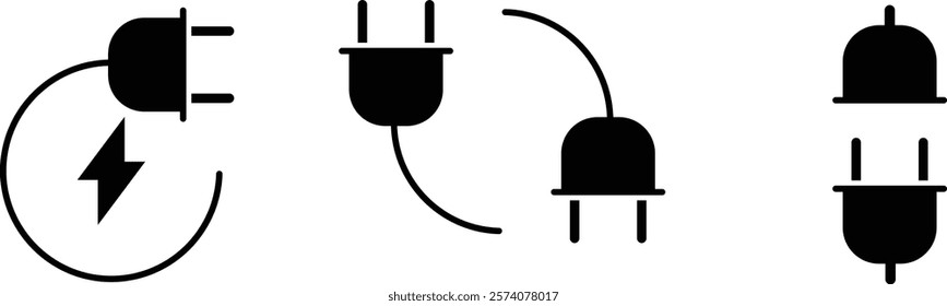 Electric socket with plug icon. Electric plug and outlet socket unplugged. cable of energy disconnect sign. symbol electric plug design