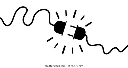 Electric socket with plug icon. Electric plug and outlet socket unplugged. cable of energy disconnect sign. symbol electric plug design