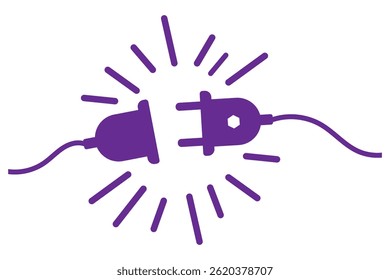 Tomada elétrica com silhueta ícone plugue. Conceito de conexão e desconexão. Conceito de conexão de erro 404. Tomada e tomada elétrica desconectada. Ilustração vetorial