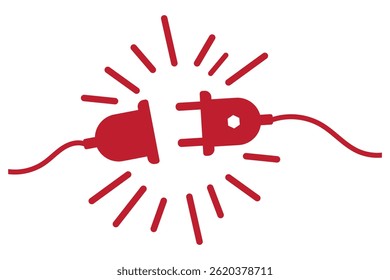 Tomada elétrica com silhueta ícone plugue. Conceito de conexão e desconexão. Conceito de conexão de erro 404. Tomada e tomada elétrica desconectada. Ilustração vetorial