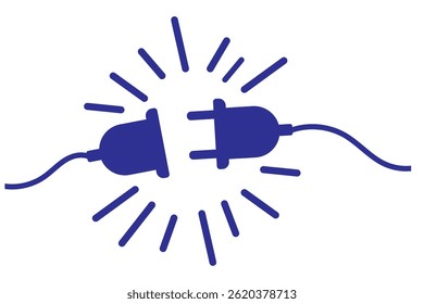 Tomada elétrica com silhueta ícone plugue. Conceito de conexão e desconexão. Conceito de conexão de erro 404. Tomada e tomada elétrica desconectada. Ilustração vetorial