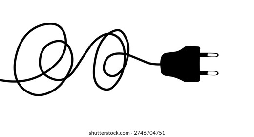 Electric socket with plug icon silhouette. Connection and disconnection concept. 