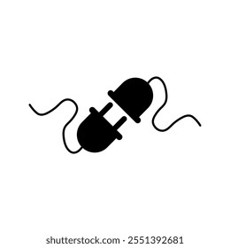 Electric socket with a plug icon.on white background