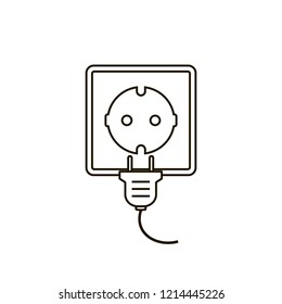Electric socket and plug icons, Electricity sign. Vector thin line art icon. Symbol for your web site design, logo, app, UI. Vector illustration. EPS10