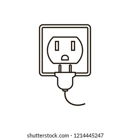 Electric socket and plug icons, Electricity sign. Vector thin line art icon. Symbol for your web site design, logo, app, UI. Vector illustration. EPS10