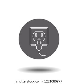 Iconos de enchufe y enchufe eléctricos, Signo de electricidad. Icono de arte delgado vectorial. Símbolo del diseño del sitio web, logotipo, aplicación, UI. Ilustración vectorial. EPS10