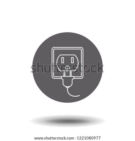 Electric socket and plug icons, Electricity sign. Vector thin line art icon. Symbol for your web site design, logo, app, UI. Vector illustration. EPS10