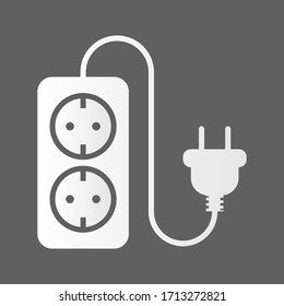 Toma eléctrica con enchufe. Ilustración vectorial de la fuente de alimentación en fondo blanco