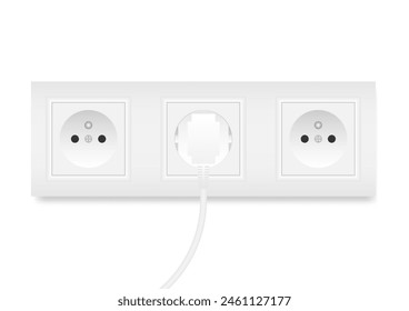 Electric Socket and Plug. Save Energy and Electricity Concept. Vector Illustration. 