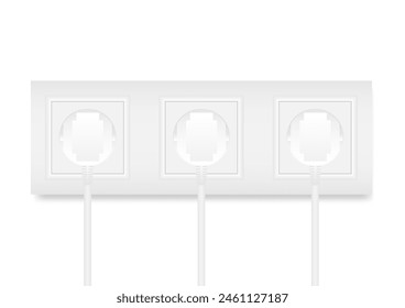 Electric Socket and Plug. Save Energy and Electricity Concept. Vector Illustration. 