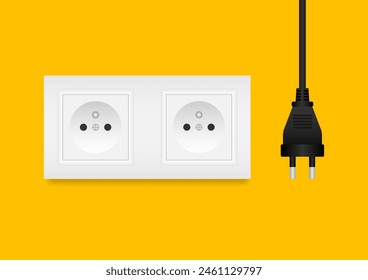 Electric Socket and Plug. Save Energy and Electricity Concept. Vector Illustration. 