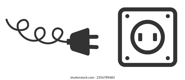 Electric socket with a plug. Vector icon