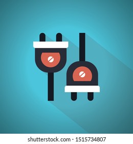 Electric socket plug vector,illustration. Blue Theme Concept