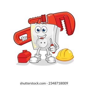 the electric socket plumber cartoon. cartoon mascot vector