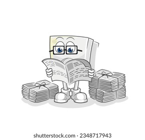 the electric socket read newspaper cartoon. character vector