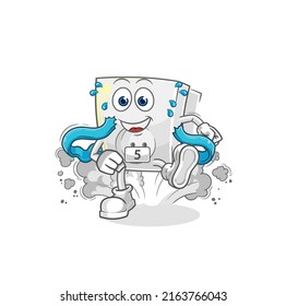 the electric socket runner character. cartoon mascot vector