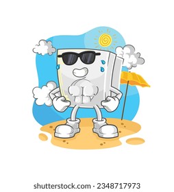 the electric socket sunbathing in summer. character vector