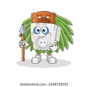 the electric socket tribal man mascot. cartoon vector