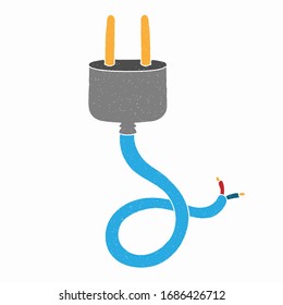 electric socket vector design. digital hand drawn style. grain texture