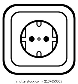 Electric socket vector design tempalate and illustration with editable stroke