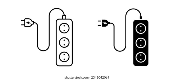 Electric socket vector icon set. Cable network filter symbol
